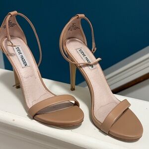 Steve Madden Tan Ankle-Strap Stiletto Sandals